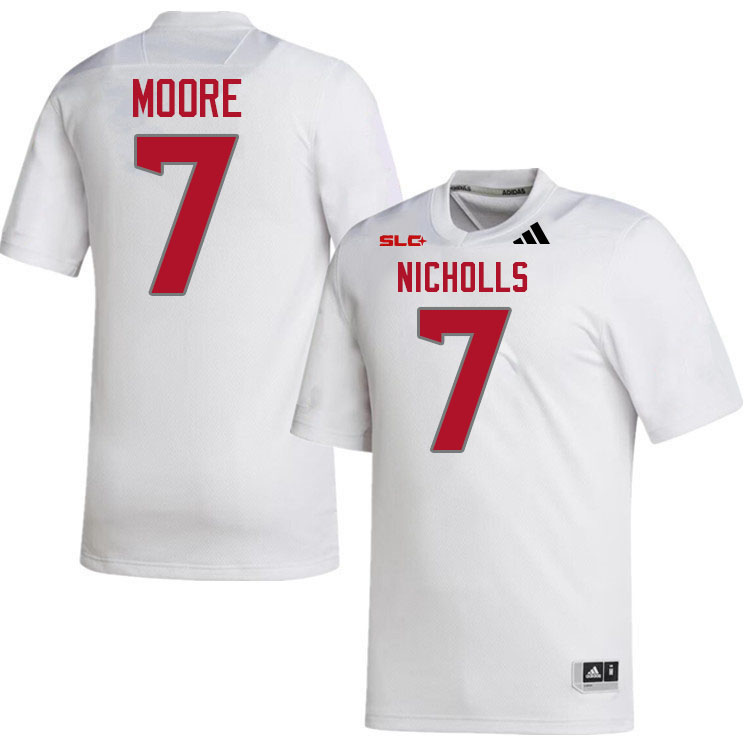 Nicholls Colonels #7 Kareem Moore College Football Jerseys,Uniforms Stitched-White